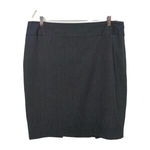 LIZ CLAIBORNE Dark Grey Pencil Skirt Fully Lined Side Zip Back Slits Women's 16